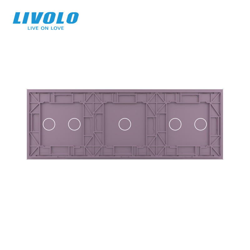 Сенсорная панель выключателя Livolo 5 каналов (2-1-2) розовый стекло (VL-C7-C2/C1/C2-17)