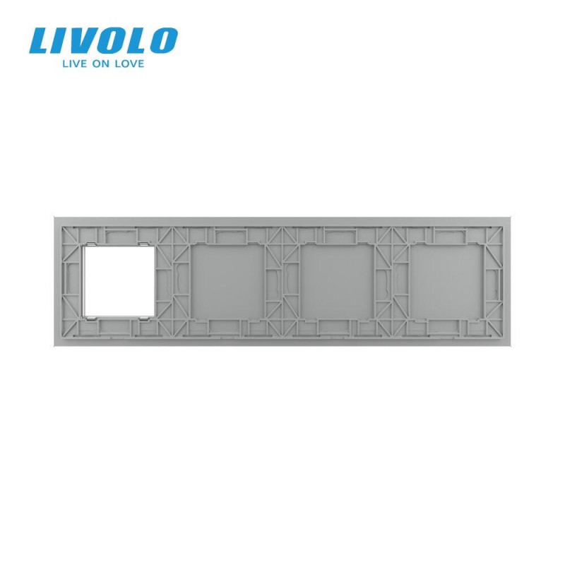 Сенсорная панель комбинированная для выключателя X сенсоров и розетки (Х-Х-Х-0) Livolo серый