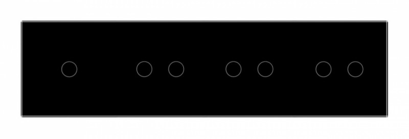 Сенсорная панель выключателя 7 сенсоров (1-2-2-2) Livolo черный стекло (VL-P701/02/02/02-8B)
