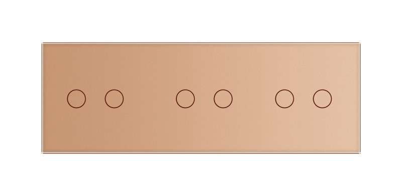 Сенсорный проходной выключатель 6 сенсоров (2-2-2) Livolo золото стекло (VL-C706S-13)