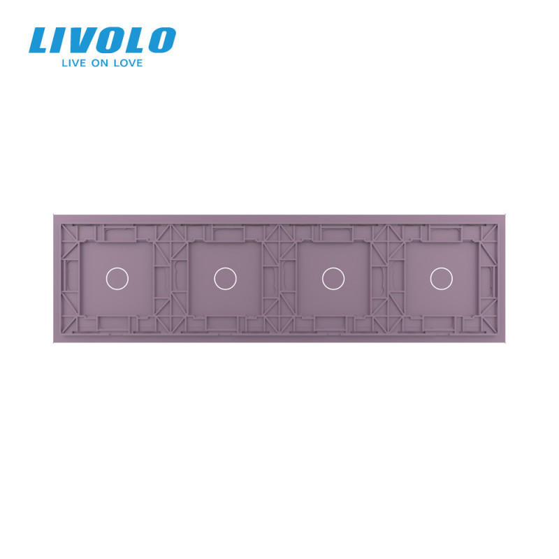Сенсорная панель выключателя Livolo 4 канала (1-1-1-1) розовый стекло (VL-C7-C1/C1/C1/C1-17)