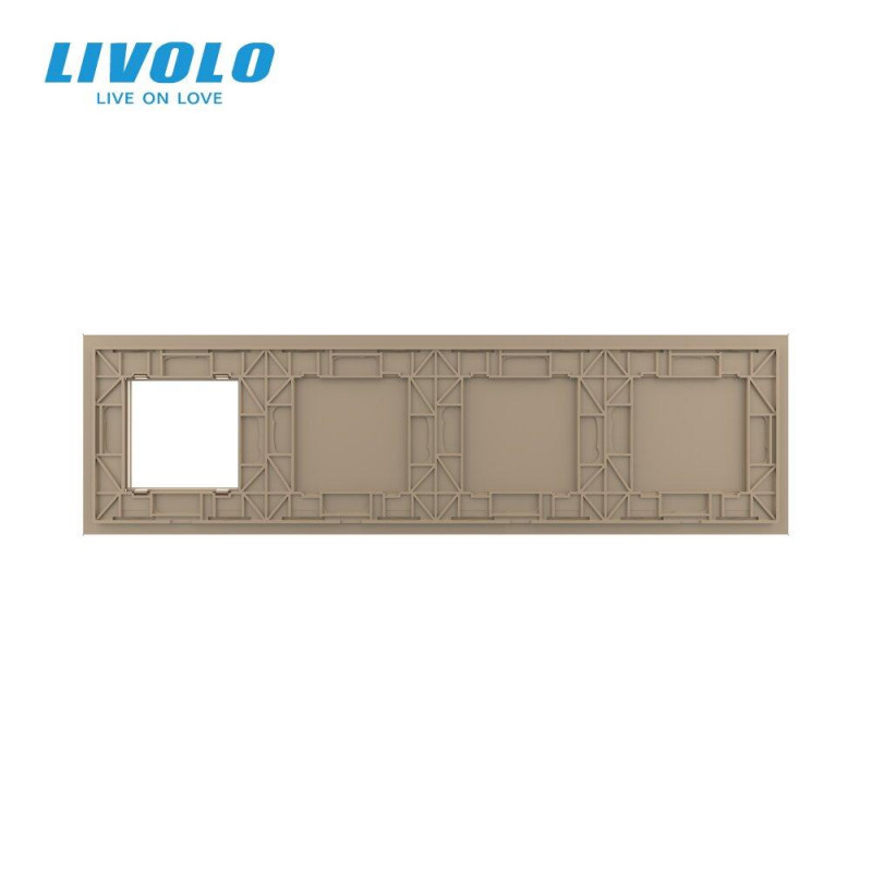 Сенсорная панель комбинированная для выключателя X сенсоров и розетки (Х-Х-Х-0) Livolo золото